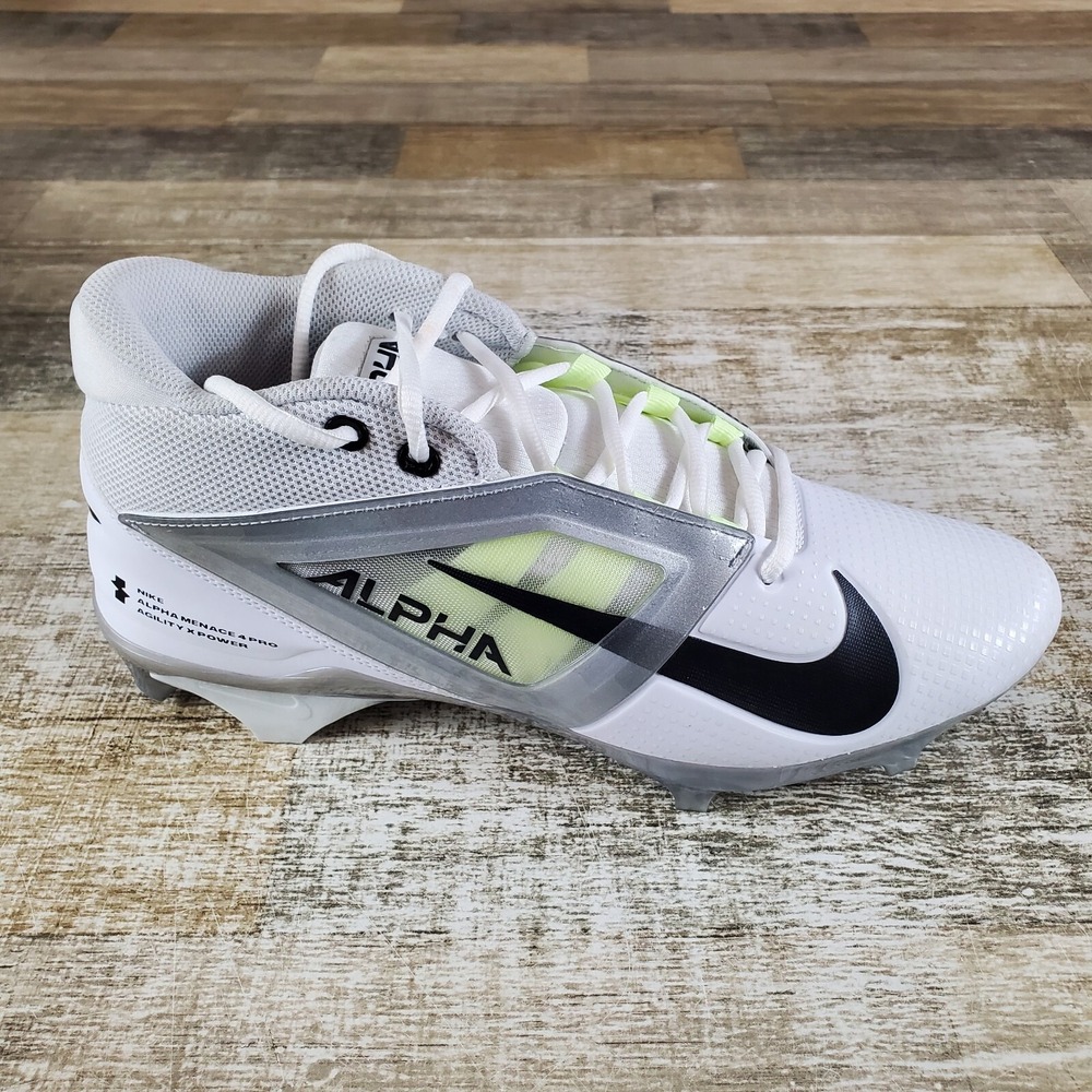 Nike Alpha Menace 4 Pro Mens Shoes Sz‎ 11 White Black Lace-Up Football Cleats